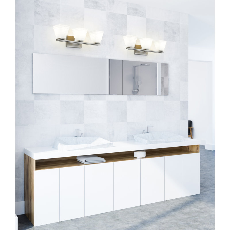 Ensemble de meuble-lavabo 3 lumières Teyona, Nickel brossé