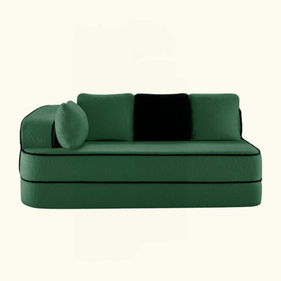 Left 2-Seater Sofa W/Pillows Teddy Fabric