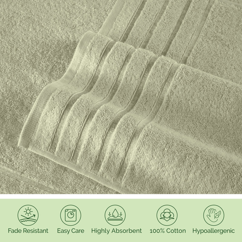 Elegant Comfort 100% Turkish Cotton 4-Piece Towel Set – Ultra Soft, Highly Absorbent, Quick Dry Bathroom Towels, Mint