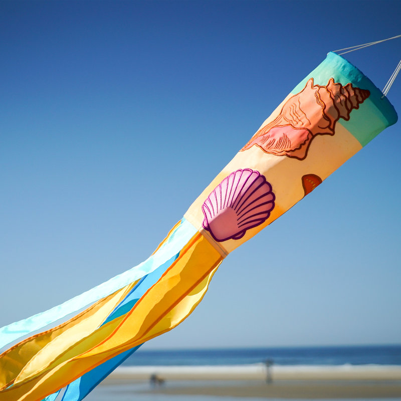 Seashell Applique Multicolor 40-Inch Outdoor Windsock
