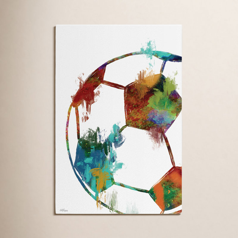 Soccer Splash - Art contemporain abstrait ballon de soccer, H 24 po x l 16 po