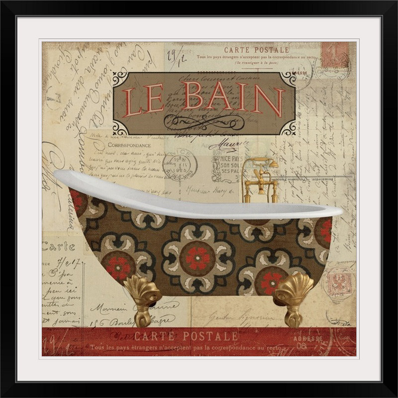 « i », art textuel Postcard Bath, H 20" x l 20" x P 1", Cadre noir