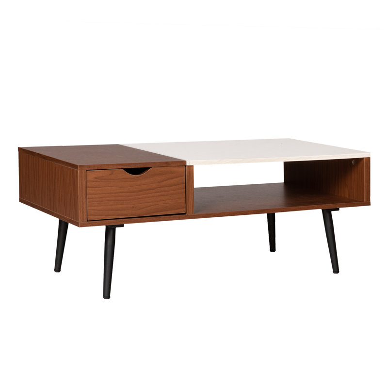 Wood and Faux Marble Coffee Table, Acorn