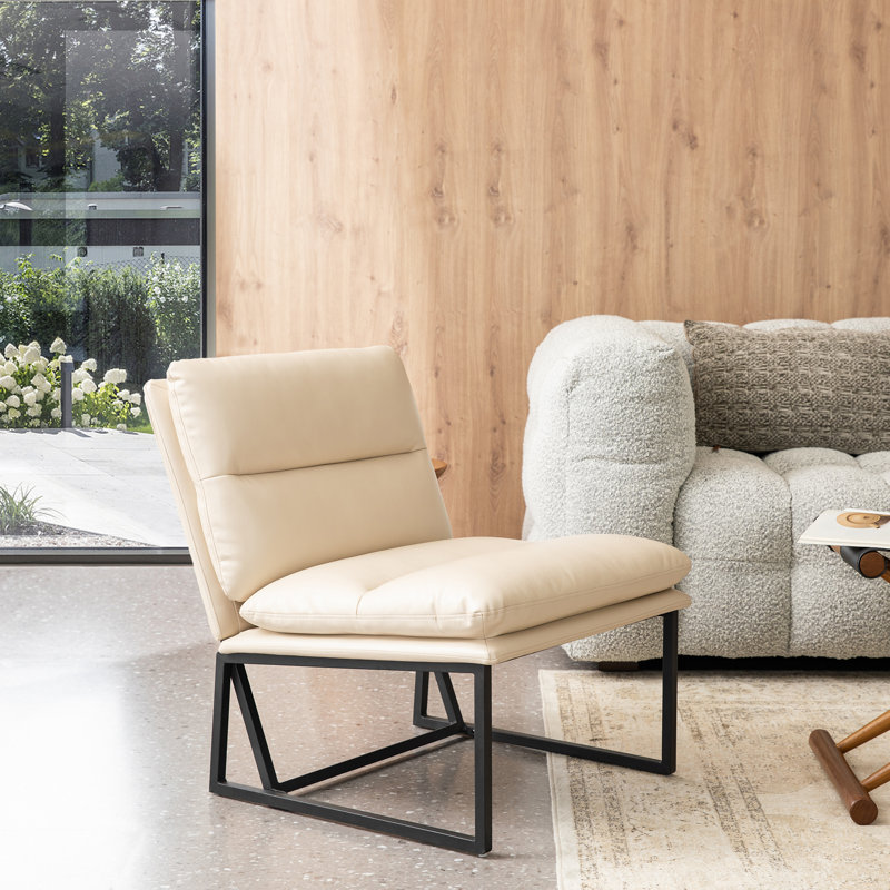 Chaise d'appoint Caylub, Similicuir beige