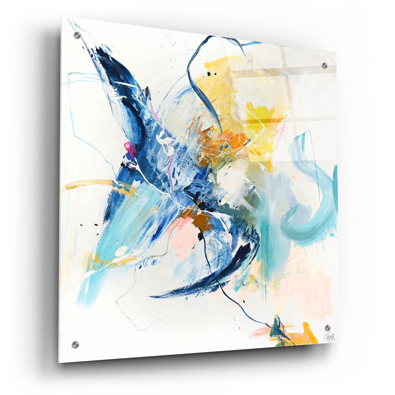 Art mural en verre épique «Confidentiel bleu» par Design Fabrikken, 24 po x 24 po, H 24 po x l 24 po