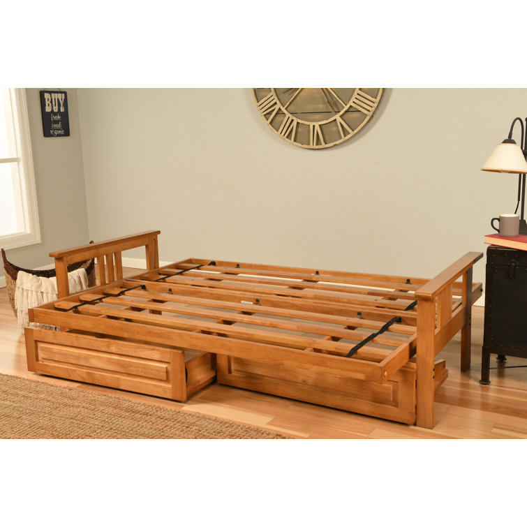 Stratford Full 79" Futon Frame and Mattress with Drawer Set