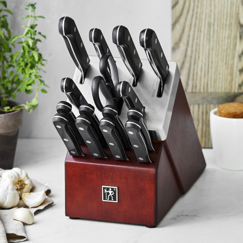 HENCKELS Razor-Sharp Solution 16-Piece Self-Sharpening Knife Block Set - Walnut, German Engineered Informed by 100+ Years of Mastery