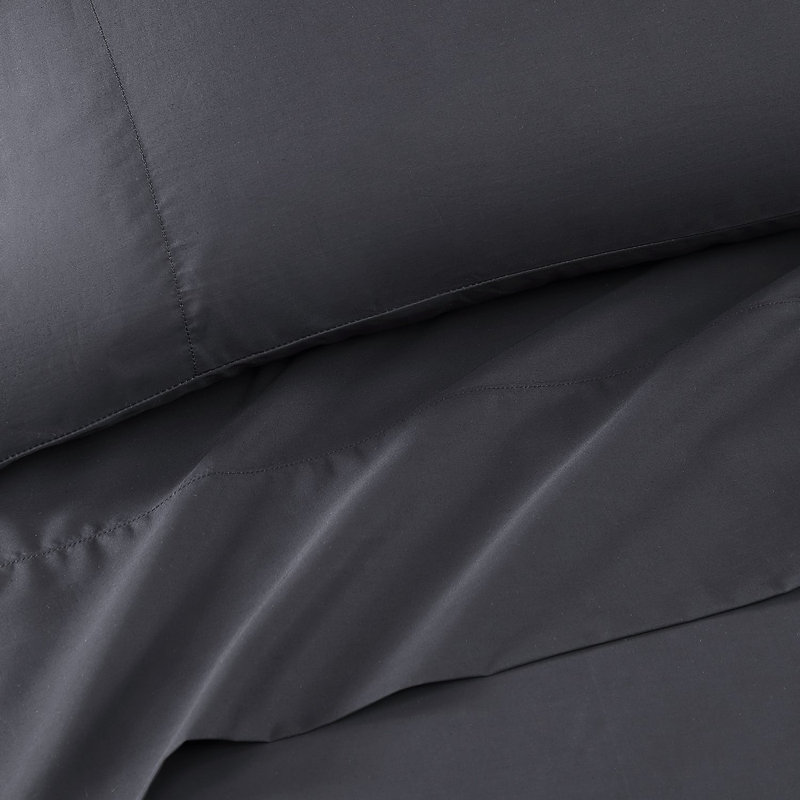 Hotel Percale Sheet Set, Black, Twin Extra Long Sheet Set with 1 Pillowcase