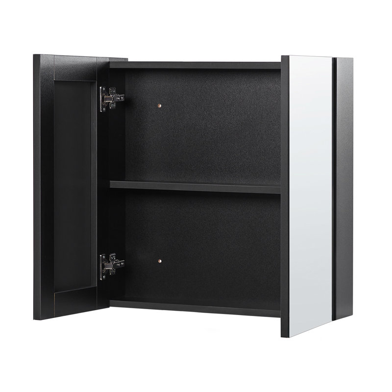 Rodricas W H Wall Mounted Required Framed Medicine Cabinet Mirror Fixed, 23.60cm H x 23.60cm W x 5.50cm D