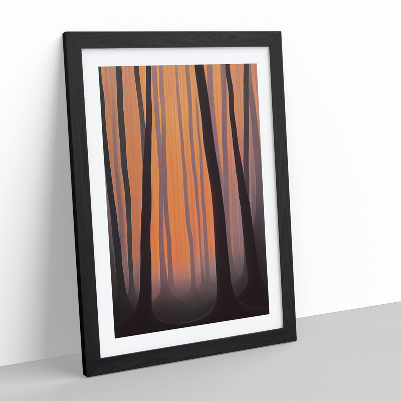 Abstract Autumnal Forest No.3 - Single Picture Frame Print, 34cm H x 25cm W x 2cm D, Black