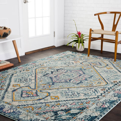 Tapis oriental turquoise / bleu marine Lorenz