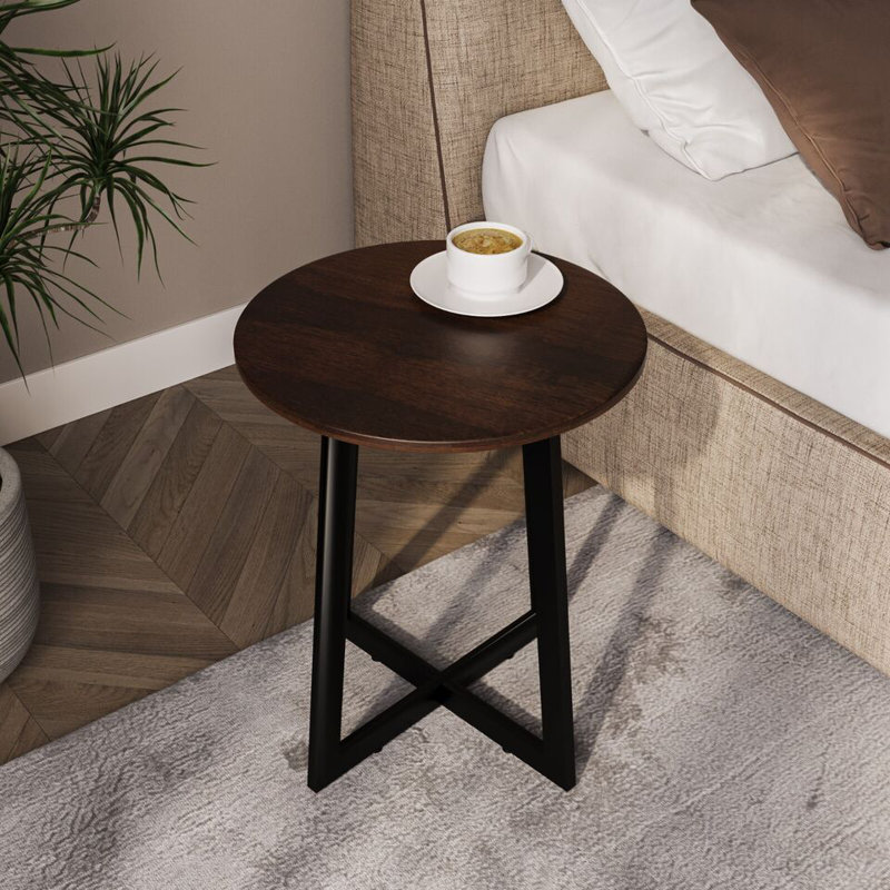 Ajana Cross Legs End Table, Dark Walnut