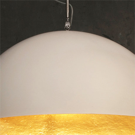 1 - Light Chrome Dome Pendant, White/Gold