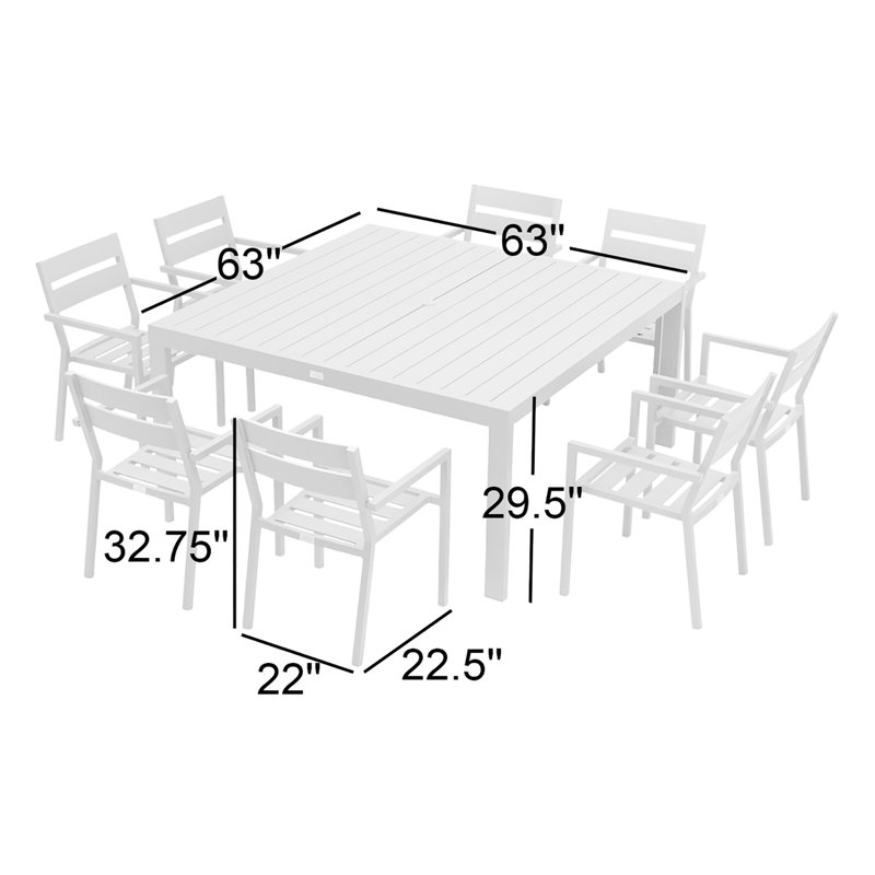Ensemble de salle à manger pour 8 personnes 63 po Molina, Noir