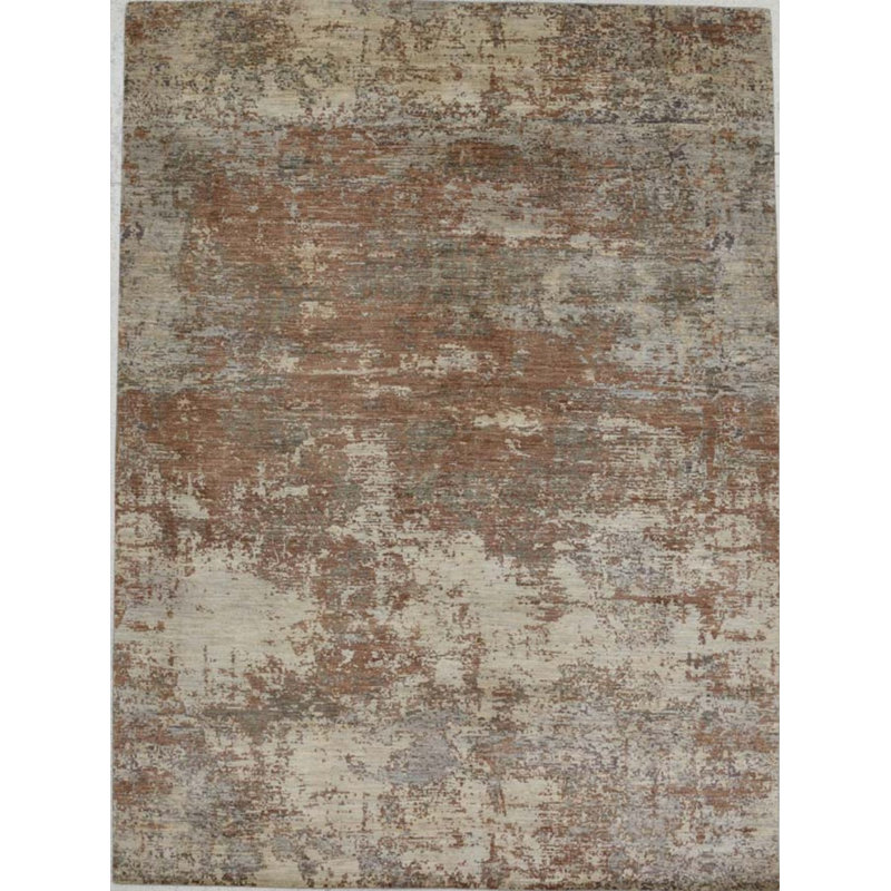 Contemporary One-of-a-Kind Rectangle 9' X 12'8" Hand Knotted Area Rug