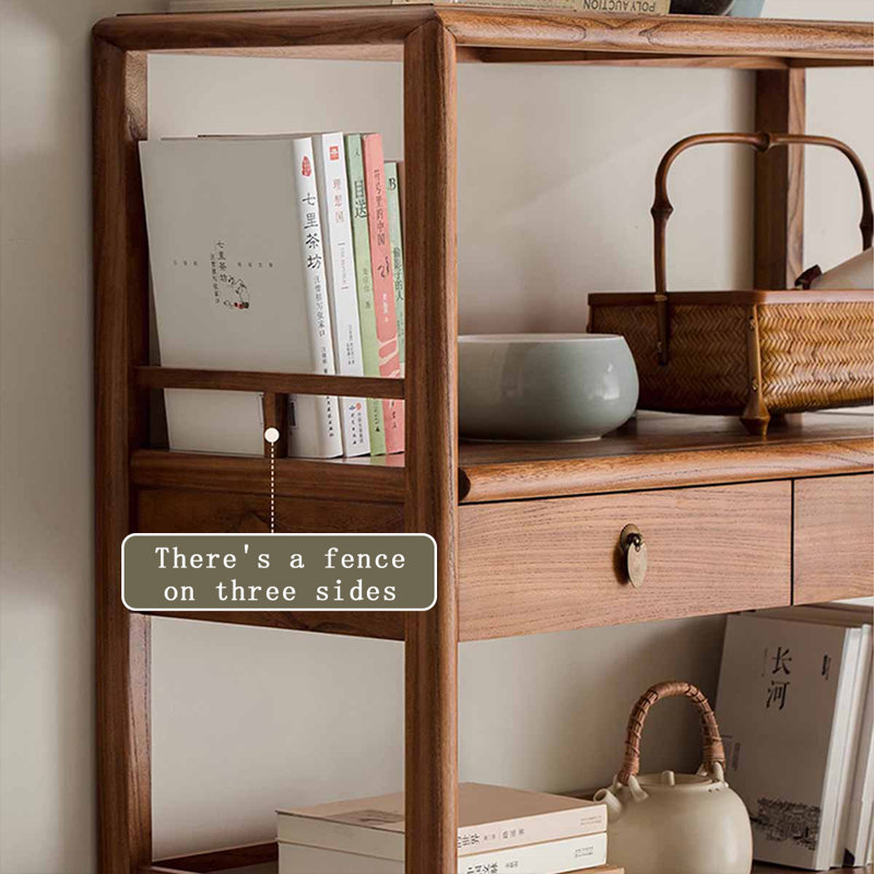 Retro Walnut Solid Wood Accent Cabinet