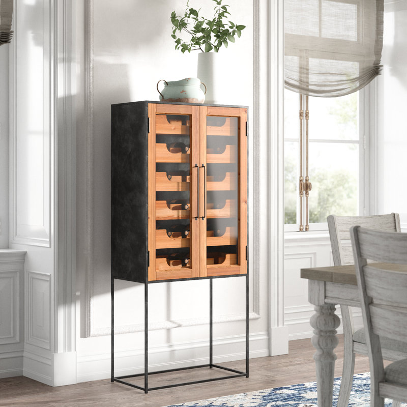 Ariaana Bret Elevated Glass and Metal Bar Cabinet