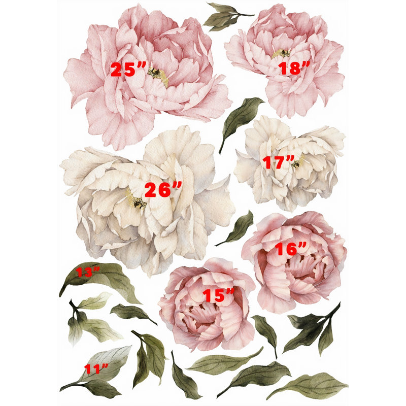 Adhésif décoratif pivoines et bouquets de fleurs
