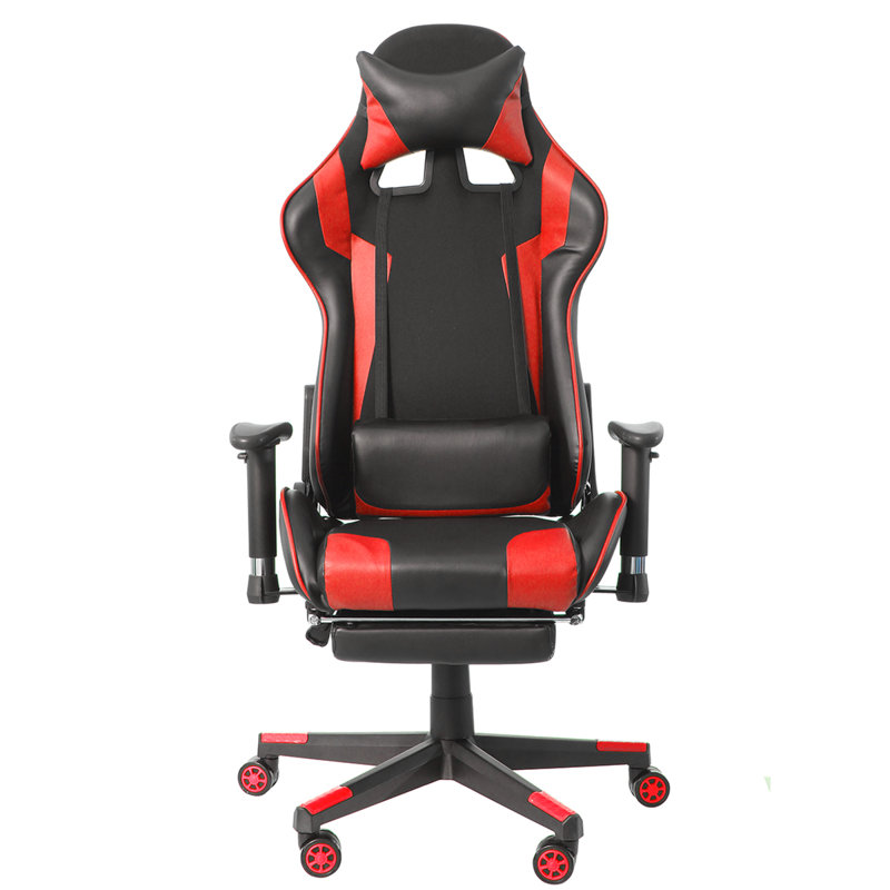 Blue Elephant Adjustable Ergonomic Faux Leather PC & Racing Game Chair with Footrest, Red/Black
