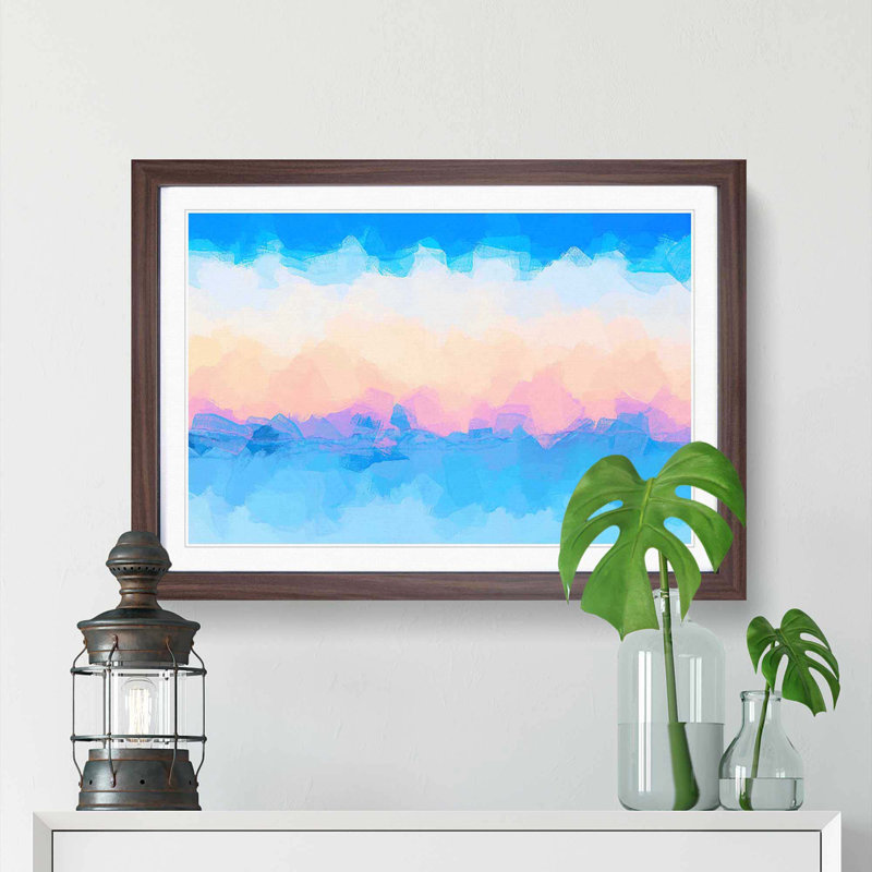 Cold Mountain in Abstract - Picture Frame Graphic Art Print, 48cm H x 65cm W x 2cm D, Walnut Framed