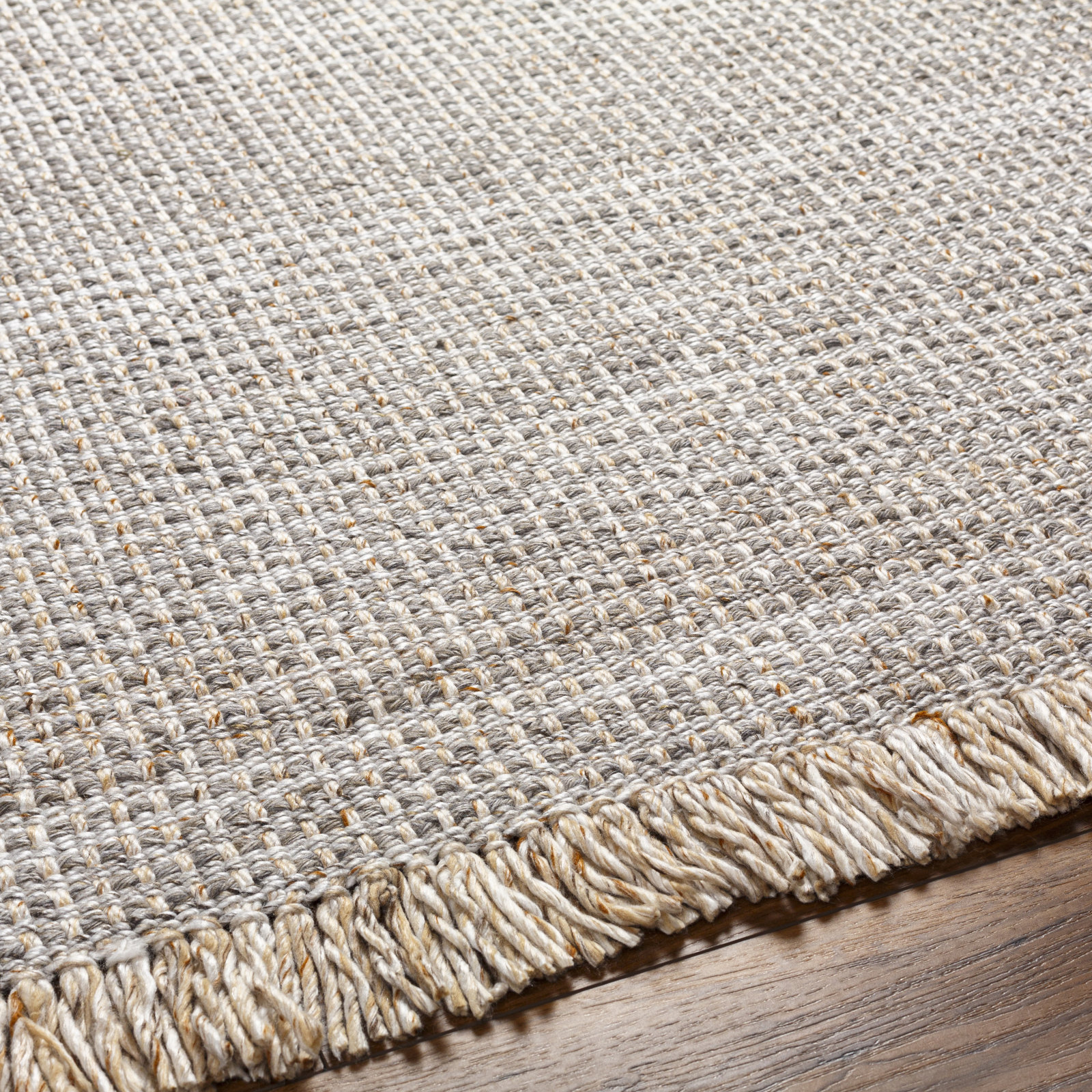 Viewcrest Hand-Woven Taupe Striped Rug, Rectangle 5' x 7'6"