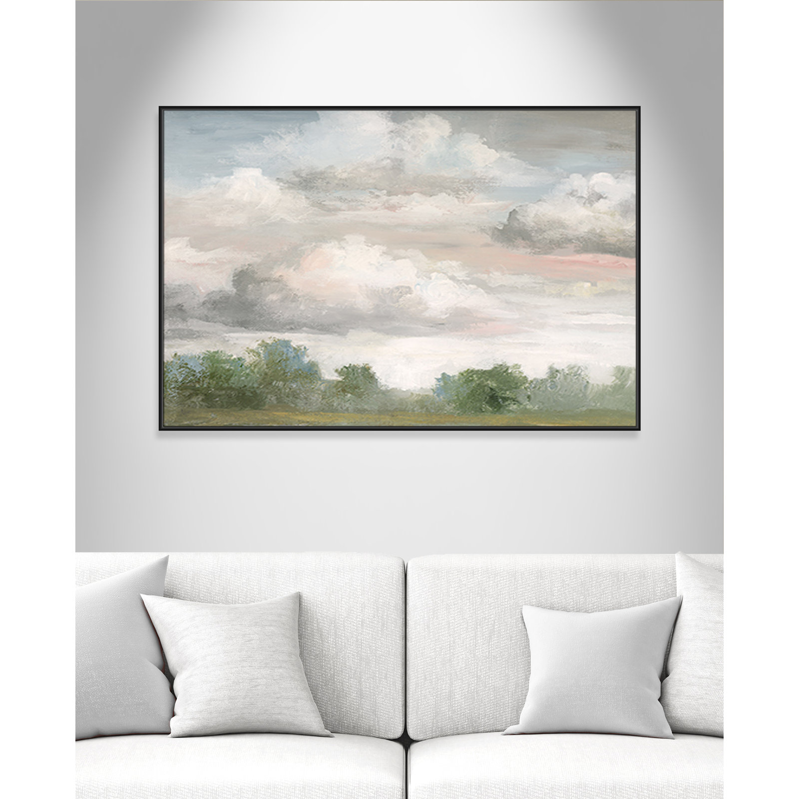 Frangia "Pastel Morning Sky" Print by Nan, 41.5" H x 61.5" W x 2" D, Black Framed
