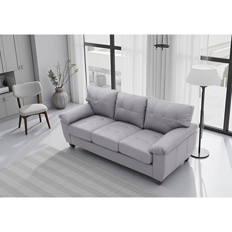 Rimouski Faux Leather Sofa, Grey