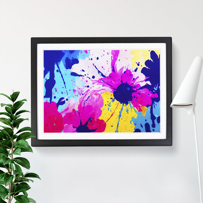 Flower Market Splash Vol.3 Abstract - Single Picture Frame Painting, 46cm H x 64cm W x 2cm D, Black