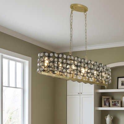 39-inch modern crystal and black gold chandelier—geometric contemporary fixture, suitable for dining rooms, kitchens, or living rooms (Bulbs not included)