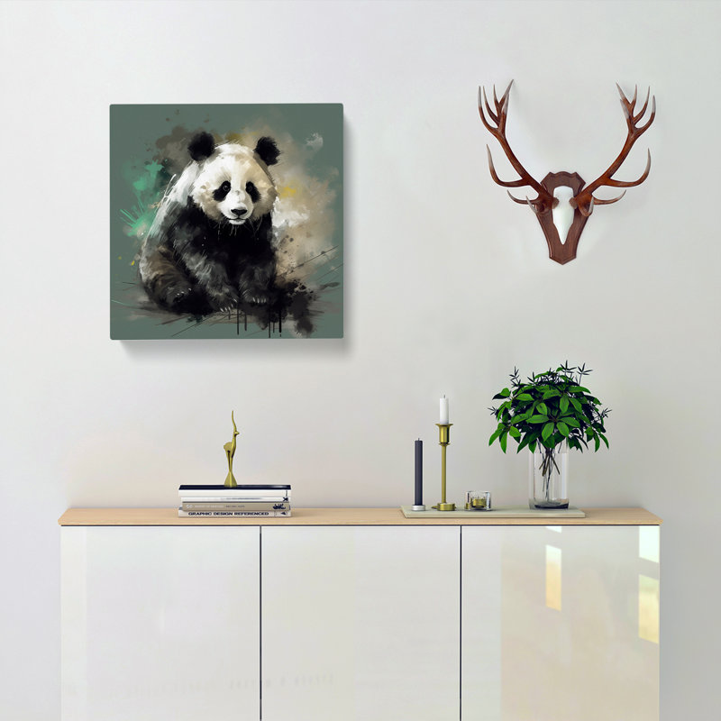Panda Gestural Art - Wrapped Canvas, 35cm H x 35cm W x 3cm D