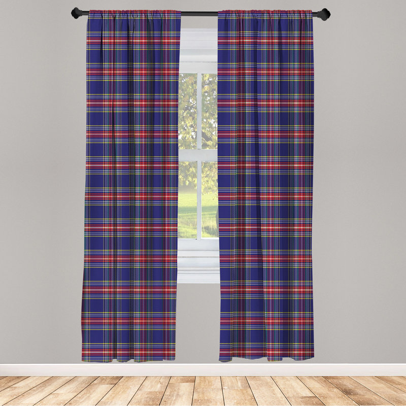 Plaid Semi-Sheer Rod Pocket Curtain Panels, 28" W x 95" L