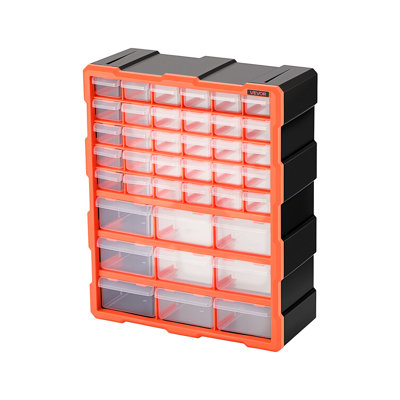 39-Drawer Storage Organizer, Plastic, Drawer Storage Cabinet for Garage Organization, Stackable Small Parts Organizer, Wall-Mounted Toolbox, for Hardware, Beads, Screws, Crafts, Building Bricks