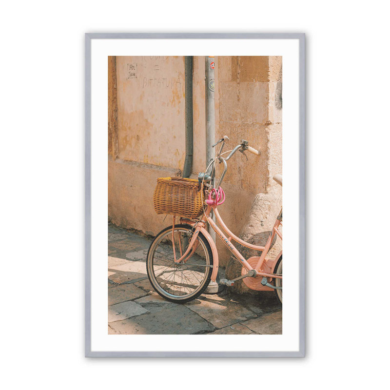 Imprimé de pédales pastel, dans un cadre en érable brut, Cadre simple en chrome poli poli