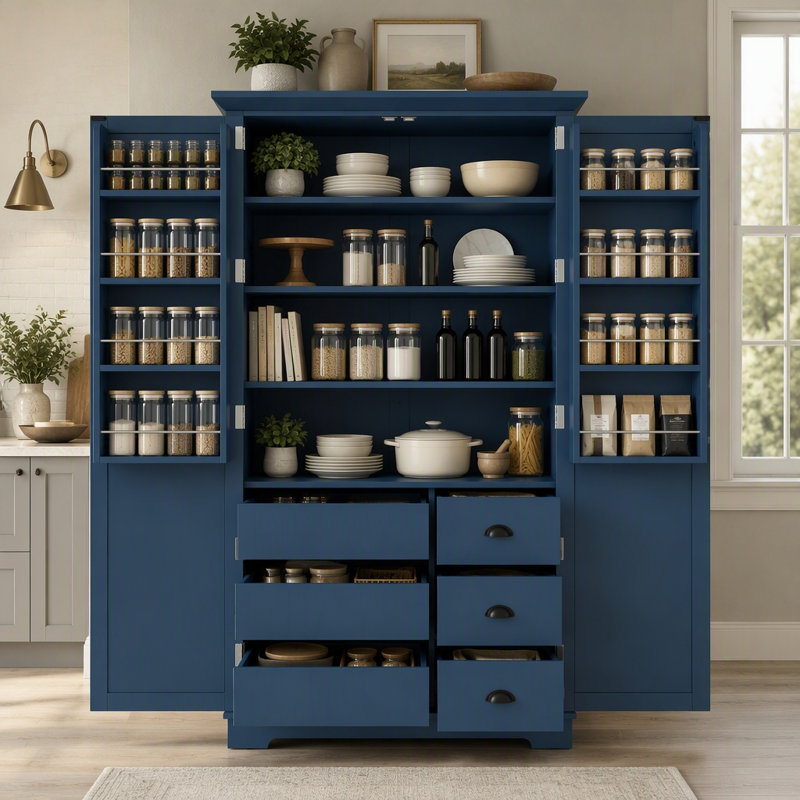 Armoire de rangement sur pied autoportante, Blue