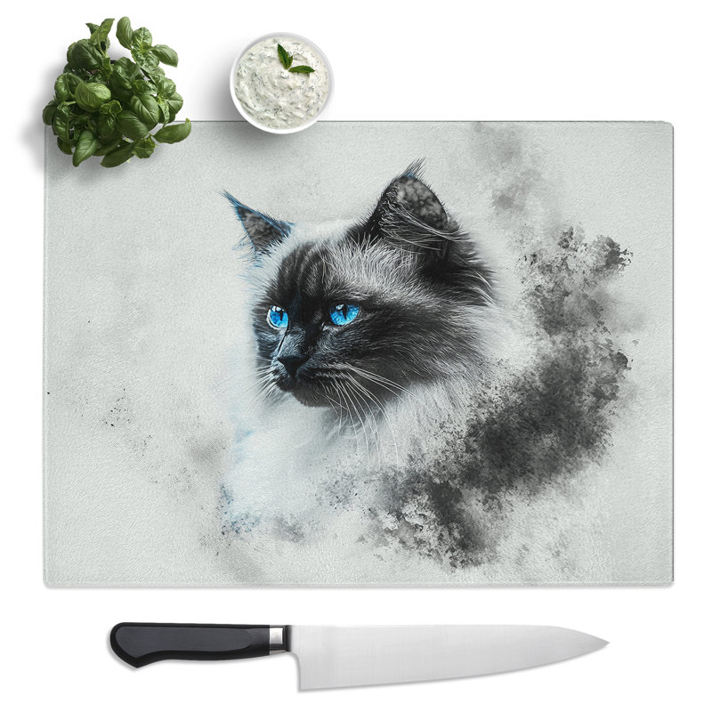 Ragdoll Cat Design  Glass Chopping Board