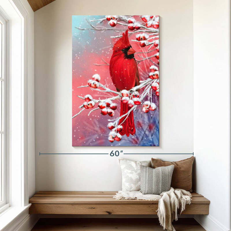 Brampt Winter Red Cardinal, 51" H x 34" W