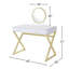 Bureau de coiffeuse rectangulaire avec miroir et plateau à bijoux, blanc et doré