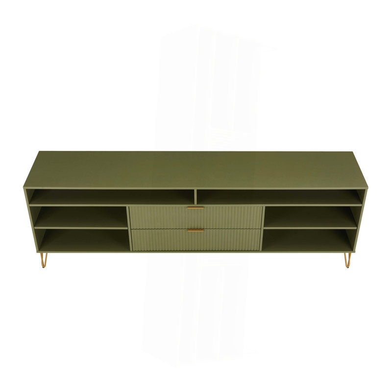 Meuble télé vert olive, H 26,77 po x L 85 po x l 17,99 po, Vert olive