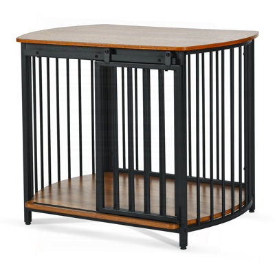 Caisse pour chien de 31,5 po de style meuble pour petits et moyens chiens, cage intérieure en bois, table de bout pour cage de chien moderne avec portes doubles, brun