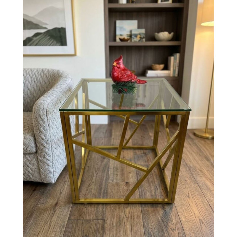 Ozuna Square Side Table, Gold