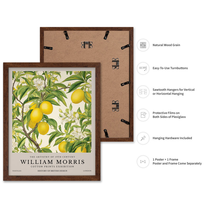 William Morris - Citronnier, Poster, 24"H x 32"W, Brown Framed