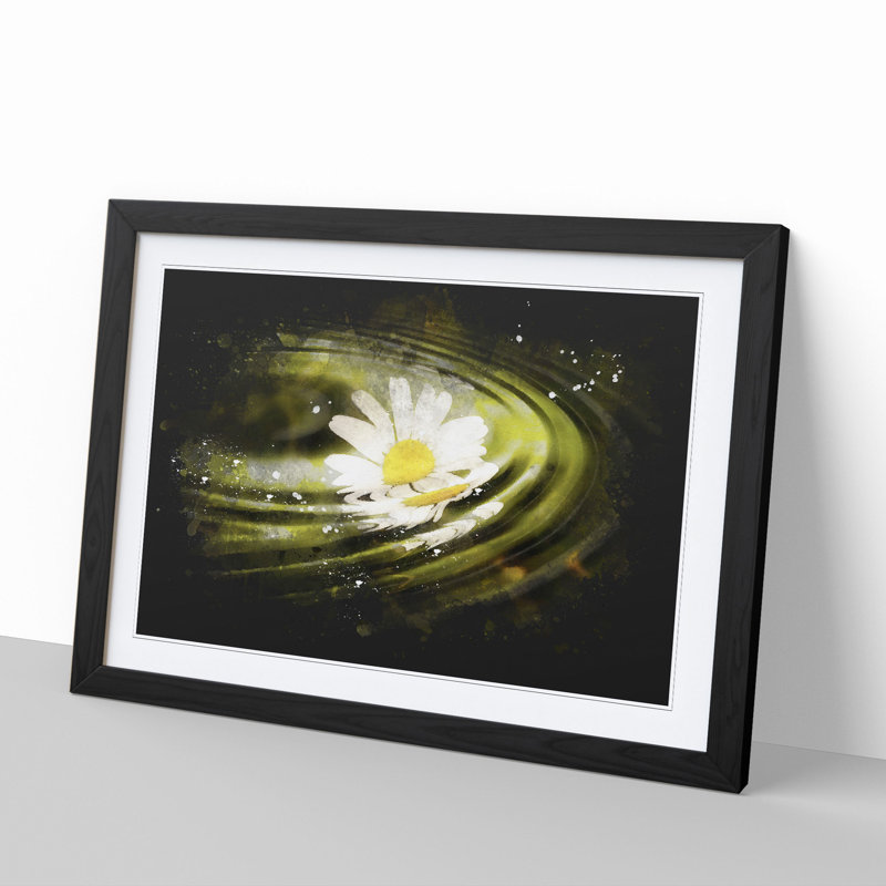 White Daisy Vol.4 - Picture Frame Graphic Art, 27cm H x 36cm W x 2cm D, Black Framed