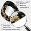 «Black and Gold Damask Flower Blossoms III - Damask Unique Shape Unique Wall Mirror Decor», grand miroir asymétrique noir, impression sur métal-107230157