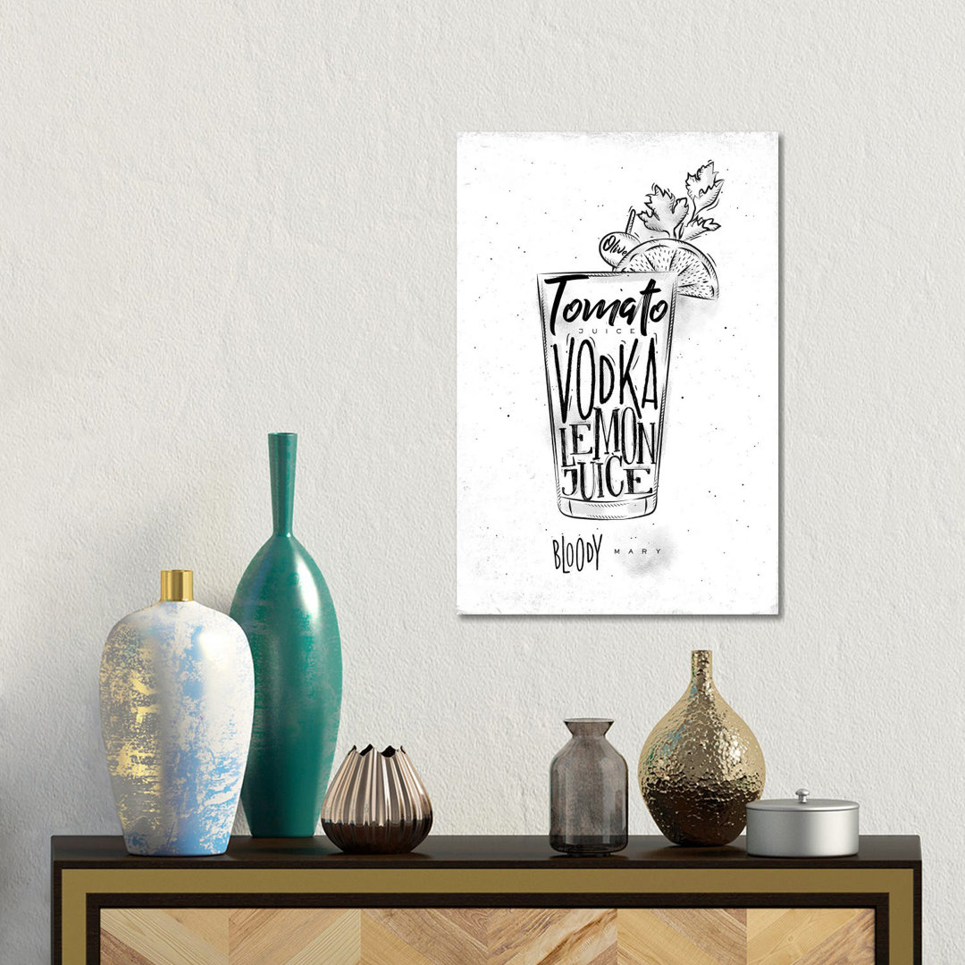 Bloody Mary Cocktail White Background by Pixy Paper - Gallery-Wrapped Canvas Giclée on Canvas