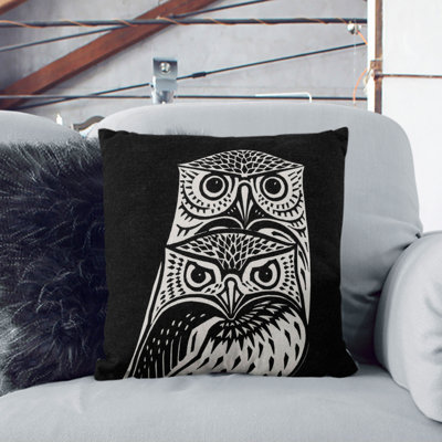Two Owls Square Throw Cushion