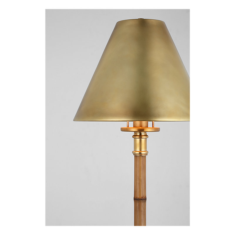 Ralph Lauren Dalfern Petite Reading Floor Lamp, Waxed Bambo/Natural Brass, Natural Brass
