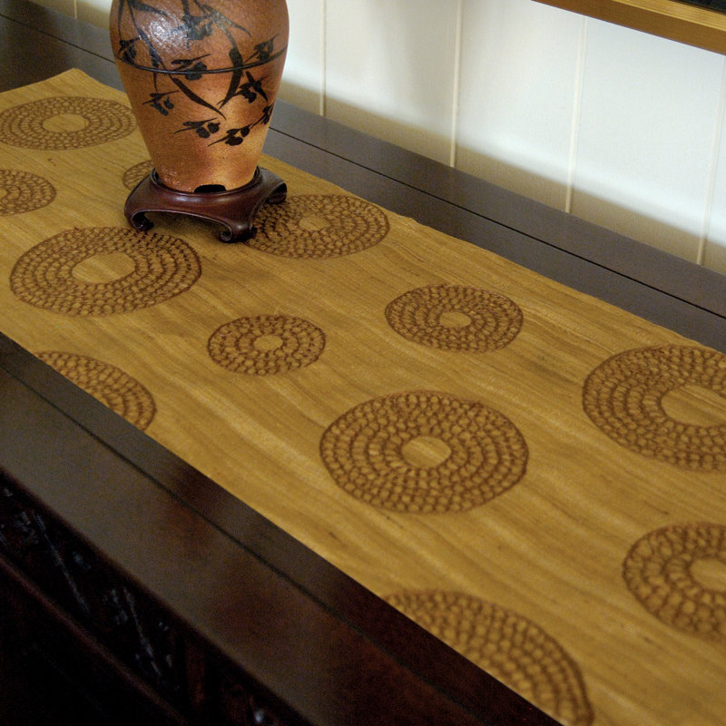 Barbi Geometric Cotton Blend Table Runner, 72" x 13", Amber Gold