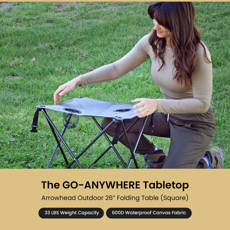 Charcoal Black Heavy-Duty Steel Frame Folding Camping Table