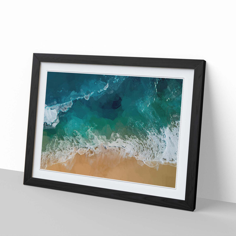 Beach in Honolulu Hawaii in Abstract - Picture Frame Graphic Art Print, 36cm H x 48cm W , Black Framed