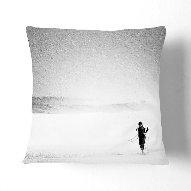 Surfer Returning Cushion with Filling, 40cm H x 40cm W x 15cm D, Black